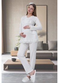 Resim Mecit Pijama Mecit Ekru 1501 Hamile Lohusa Pijama Takımı 