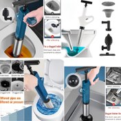 Resim 1 adet COUIUS Yüksek Basınçlı Hava Emme Blaster - Paslanmaz Çelik Tuvalet Plajı, Tıkanmış Borular, Mutfak Lavaboları, Banyolar, Hawaii Tarzı, Plaj, Düğün Sahne, Banyo Plajı | Paslanmaz Çelik Plaj | Dayanıklı Plastik Kolu, Emme Temizleme Aracı 