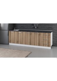 Resim Minar 250 Cm Mutfak Dolabı Beyaz Dore 250-D2-Alt Modül Beyaz 