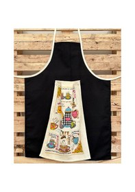Resim Havlulu Mutfak Önlüğü Panama Örgülü Siyah - Sarı 