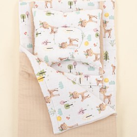 Resim Uyku Tulumu - Baş Şekillendirici Yastık - Kumsal Beji Muslin - Ceylan 