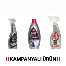 Resim Sarp 500ml Lastik Parlatıcı 700ml Cilalı Oto Şampuanı 500ml Motor Temizleyici Seti - Üçlü 