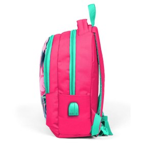 Resim Coral High Kids Neon Mercan Flamingolu Üç Bölmeli USB Şarjlı Kulaklık Çıkışlı Sırt Çantası 23416 