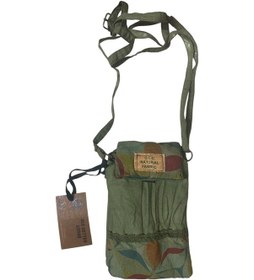 Resim Vintage Renkli Etnik Salaş İki Bölmeli Günlük Kadın Kol Omuz Çapraz Telefon Çantası 10 Cm X 17 Cm Haki 