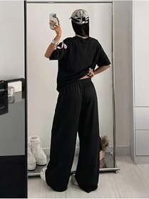 Resim Kadın 07 Baskılı Oversize T-shirt ve Baggy Eşofman Altı - İkili Yazlık Eşofman Takımı 