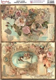 Resim Pirinç Dekopaj Kağıdı 30x42cm Pt-2035 Kadın Ve Güller 
