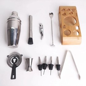Resim Biradlı Ahşap Standlı Shaker Kokteyl Seti 750ML (304-Paslanmaz) 