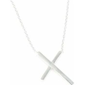 Resim 925 Ayar Gümüş Kuyruklu X Kolye, Beyaz 148233272 