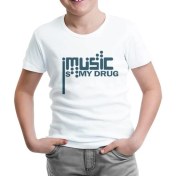 Resim Lord T-Shirt LordT-Shirt Music Is My Drug Logo Beyaz Çocuk Tshirt 