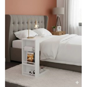 Resim Ayz Pint C Tipi Koltuk Yanı Sehpası Dergilikli Laptop Kahve Yan Sehpası Yatay Beyaz 