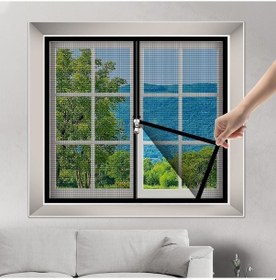 Resim Pazly Sivrisinek Önleyici Fermuarlı Pratik Kendinden Yapışkanlı Pencere Sineklik Siyah 50 120cm 