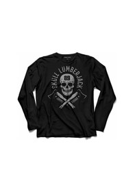 Resim Lumberjack Balta Kuru Kafa Balta Skeleton Uzun Kollu Tişört 