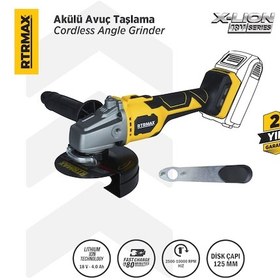 Resim Rtrmax RTX3060B Şarjlı Avuç Taşlama Makinası Kömürsüz 125 mm - Akü Hariç 
