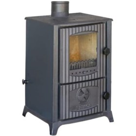 Resim REKOR Asia Siyah Mat Camlı Şömine 6 Parça Mat Boru Hediye 