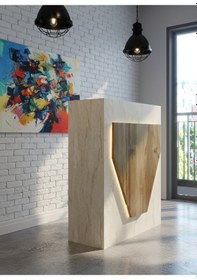 Resim Resital Ledli Karşılama Bankosu G-90 Cm Ofis Kasa Resepsiyon Masası Banko-001-8-2 