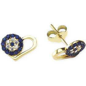 Resim Glorria Altın Kalp Nazar Taşlı Küpe N11.11033 