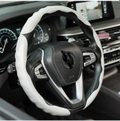 Resim Chuangyinshop Beyaz 3lü Karbon Fiber Direksiyon Kılıfı Universal Kaymaz 14-16 İnç Beyaz 