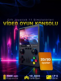 Resim ScHitec X6 3.5" IPS Ekran Taşınabilir 10000 Oyunlu Tv Bağlanan 32 GB Siyah Retro El Atari Oyun Konsolu 