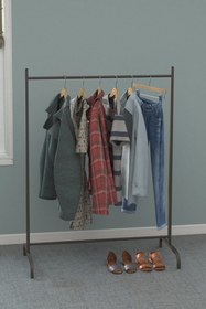 Resim BAGGA Ayaklı Askılık Konfeksiyon Askısı Metal Konfeksiyon Elbise Askılığı Eşek Askılık - Siyah 