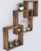Resim Genel Markalar Natural Wood Work Ahşap Dekoratif Iç Içe Geçen 3 Lü Kare Duvar Rafı, Kare Masif Kitaplık, Banyo Rafı 