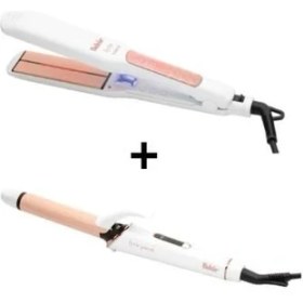 Resim Fakir Saç Düzleştirici ve Saç Maşası Lyric Serisi 2li Set Beyaz/rose Chrome 