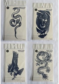 Resim Vahşi 4 Adet Birden3 Hafta Kalıcı Geçici Yapıştırma Dövme 18x11 Cm 