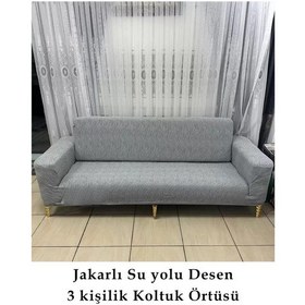 Resim Su Yolu Koltuk Örtüsü, Koltuk Kılıfı, Lastikli 3 Kişilik Gri Gri 
