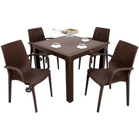 Resim Depootoptan Mandella Elit Rattan 90 x 90 CM Nirvana Koltuk Masa Takımı Kahverengi 