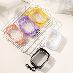 Resim 1 adet Sevimli Şeker Renkli Mini Depolama Çantası - Şeffaf PVC Fermuarlı Pouch Şarj Cihazları, Veri Kabloları, Kulaklıklar ve Takılar için, Hafif ve Taşınabilir, Seyahat ve Günlük Kullanım için İdeal, Kulaklık Depolama Kutusu 