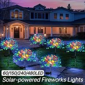 Resim Güneş Enerjili Havai Fişek Bahçe Işıkları - 60/150/240/480 LED Seçenekleri, Renkli (Sıcak/Beyaz/Renk), DIY Şekil, 8 Aydınlatma Modu, Enerji Verimli, Cilalı Bitiş, Çimler, Yollar ve Ağaçlar için İdeal, Dış Mekan Dekorasyon Işıkları | Canlı Bahçe Işıkları | Güneş Enerjili Işık 