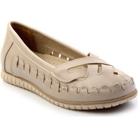 Resim Bambi Bej Leather Kadın Babet K01140005103 Bej 