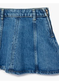 Resim Koton Pamuklu A Kesim Denim Etek Orta İndigo 6skg70007ad İndigo 