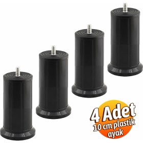 Resim Badem10 Keson 4 Adet 10 cm Siyah Plastik Mobilya Baza Tv Ünitesi Yükseltme Ayağı Destek Ayağı 