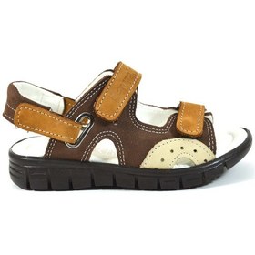 Resim Bayrak 03 Hakiki Deri Kahverengi Ortopedik Erkek Çocuk Sandalet Kahverengi 