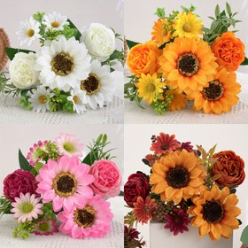 Resim 1 Demet Yapay Ayçiçeği Şakayık Buketi, Ev İçi Dışı Düğün Mutfak Masa Merkezi Dekoru, Bahar Sevgililer Günü Süslemesi, Gelin Tutma, DIY Bahçe El Sanatları Dekoru 