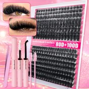 Resim Rus Manga 5D Kabarık Stil Bireysel Sahte Kirpikler 60D 80D 100D Hacim Kendi Kendine Döllenmiş Sahte Kirpikler Seti 9-16mm Karışık Uzunluk Külleri, 3D Etkisi, Ekstra Büyük Kabarık ve Kalın Kirpikler DIY Göz Makyajı için, Tatiller, Hediye veya Kendi Kullanımı için İdeal 