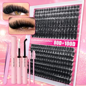 Resim Rus Manga 5D Kabarık Stil Bireysel Sahte Kirpikler 60D 80D 100D Hacim Kendi Kendine Döllenmiş Sahte Kirpikler Seti 9-16mm Karışık Uzunluk Külleri, 3D Etkisi, Ekstra Büyük Kabarık ve Kalın Kirpikler DIY Göz Makyajı için, Tatiller, Hediye veya Kendi Kullanımı için İdeal 