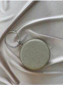 Resim Öznora Gold Simli Yuvarlak Abiye Clutch Çanta Std 