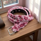 Resim Kadın Lüks Geniş Kemer - Metalik Detaylı Zarif Pembe Leopar Desenli, Resmi ve Günlük Kombinler İçin Yumuşak Peluş Benzeri Dokulu - Kadınlar İçin Doğum Günü/Noel Hediyesi - Sonbahar/Kış Moda Aksesuarı, Kışlık Gardırop, Şık Bel Bandı 