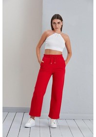 Resim Bol Kesim Üç İplik Eşofman Altı Kırmızı-kırmızı Kırmızı 