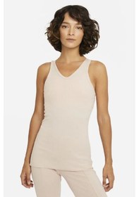 Resim Nike Yoga Top Tank Esnek Yapılı Lazer Kesimli Yoga Atleti Bej 