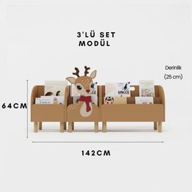 Resim Montessori 3'lü Geyik Kitaplık Seti 