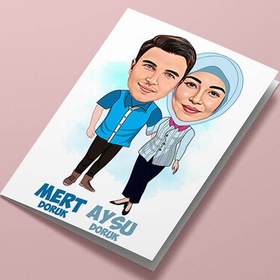 Resim Canım Eşim ve Ben Karikatürlü Tebrik Kartı 