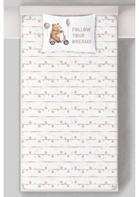 Resim Organik Tek Kişilik Lastikli Çarşaf Seti - Minik Gezgin Renkli 