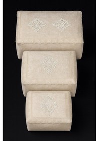 Resim Nergis Kadife3'lü 60x40/40x40/30x35 Dantelli Hurç Seti Çeyizlik Nişan Düğün Gelin Damat Bohçası Diğer 