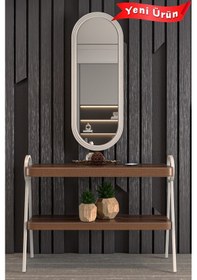 Resim Çok Amaçlı Aynalı Takı Dolabı Mdf Kapak - Çam - Oval Çerçeve 