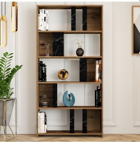 Resim Variant Variant Lima Kitaplık - Ceviz / Siyah Mermer 