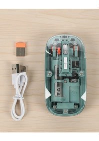 Resim Şeffaf Tasarımlı Bluetooth Kablosuz Mouse Pilli Kullanım 
