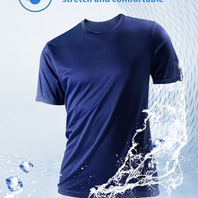 Resim Erkekler için Hafif ve Hızlı Kuruyan Atletik Tişört - Buz Gibi Kaygan Lif Kumaş, Yazlık Kısa Kollu Koşu & Spor Salonu Gömleği, Gri, %100 Polyester, Makinede Yıkanabilir, Yuvarlak Yaka, Normal Kesim, Spor Giysisi | Şık Tasarım | 
