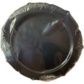 Resim Omeyva Davet Parti Sunum Doğum Günü Siyah Renkli Sert Plastik Mika Tabak - 22 Cm. - 6 Adetlik Paket Siyah 